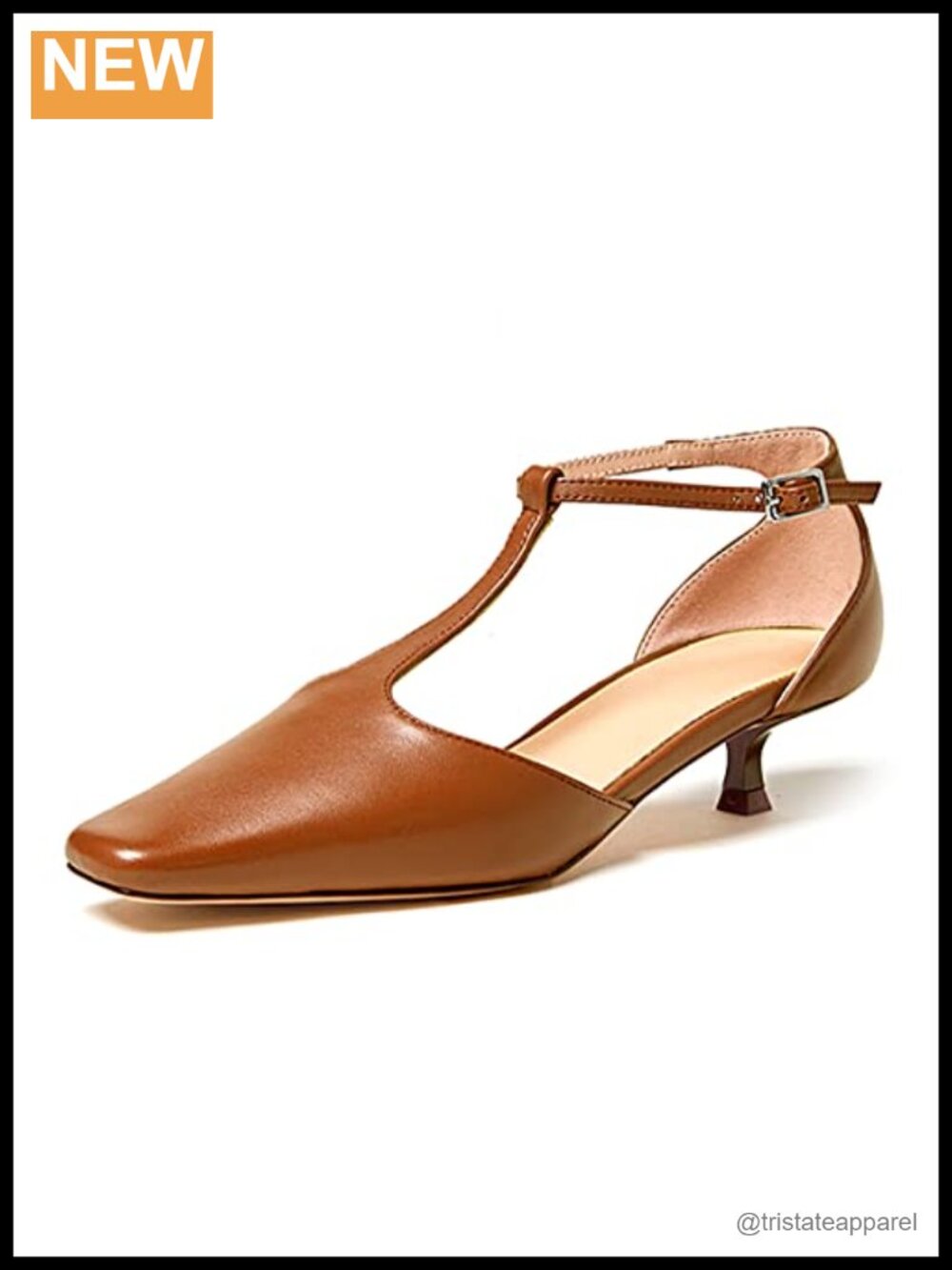 Women's T-Strap Kitten Heel Pumps Square Toe Faux Leather Mary Janes